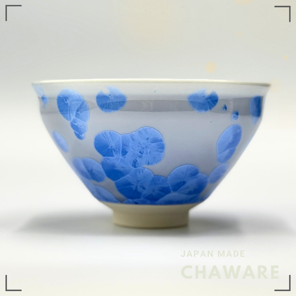 kiyomizu ware kyoto japan Flower crystal (blue) matcha bowl,chawan