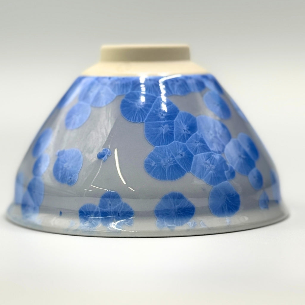 Kiyomizu Ware Kyoto Japan Flower Crystal (Blue) Matcha Bowl, Chawan