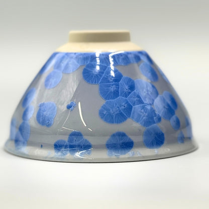 Kiyomizu Ware Kyoto Japan Flower Crystal (Blue) Matcha Bowl, Chawan