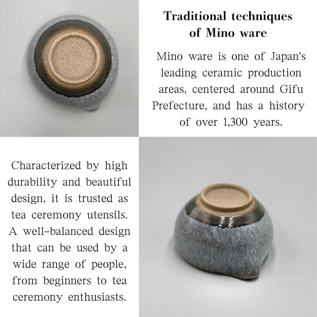 Grey Masamura Katakuchi Bowl Mino Ware, matcha chawan, Japanese tea bowl, chaware