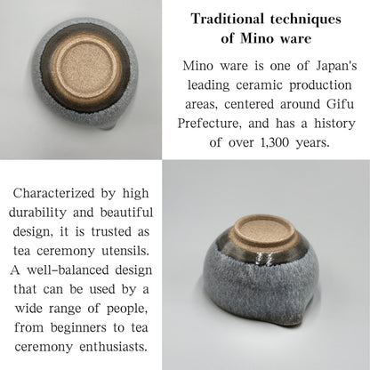 Grey Masamura Katakuchi Bowl Mino Ware, matcha chawan, Japanese tea bowl, chaware
