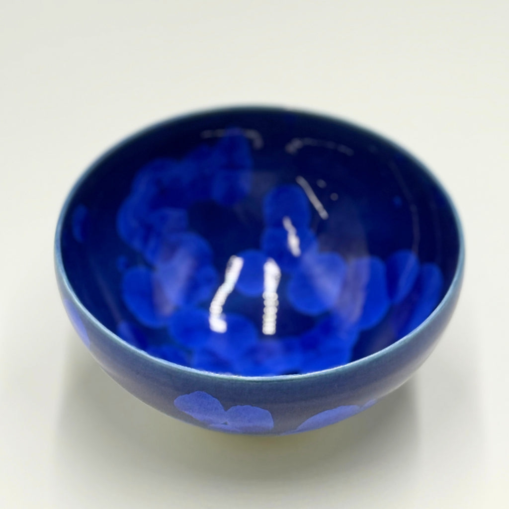 Kyoto ware, kiyomizu ware, Toan kiln, Matcha bowl, Flower crystals (Lapis lazuli) kta536.