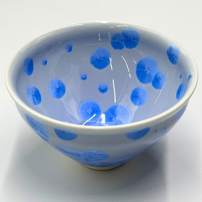 Kiyomizu Ware Kyoto Japan Flower Crystal (Blue) Matcha Bowl, Chawan