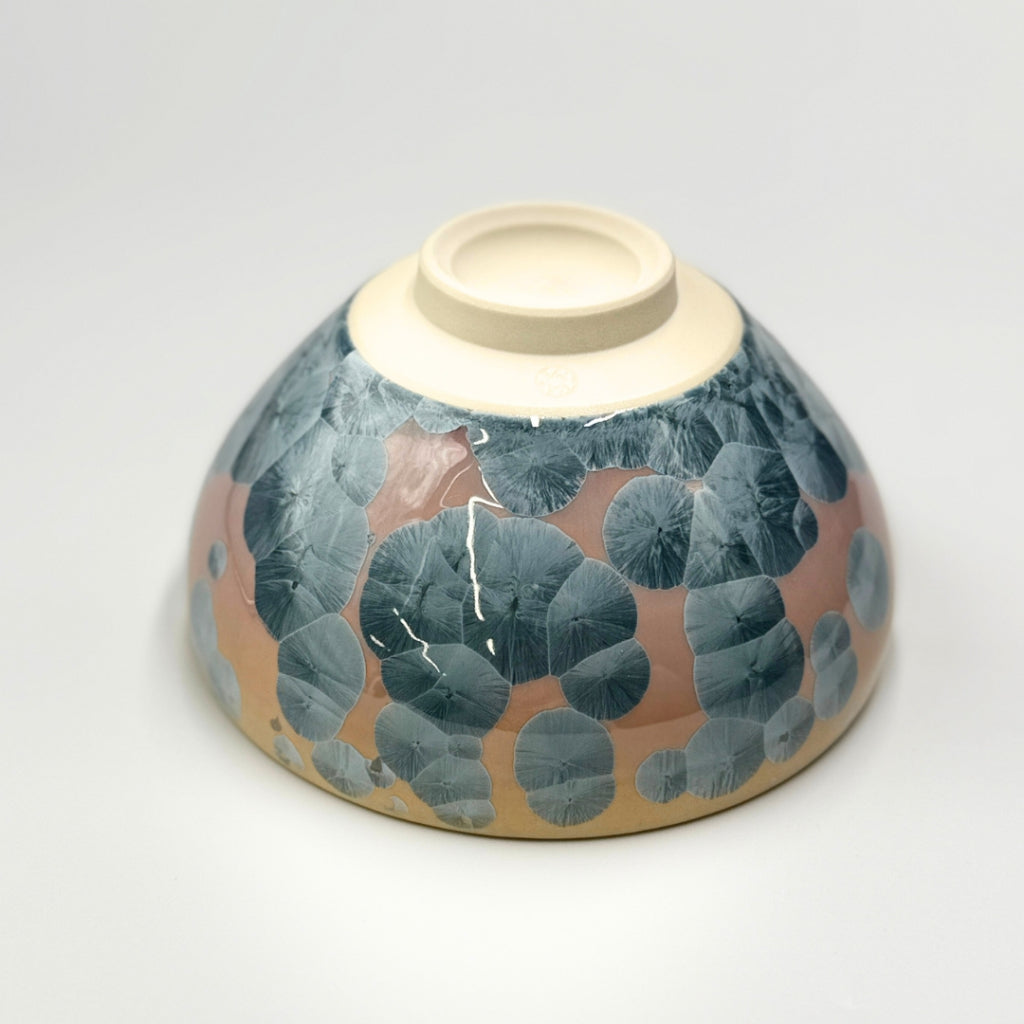 Kyoto ware, kiyomizu ware, Tōan Kiln, Matcha Bowl, Flower Crystal (Gray Blue) kta537
