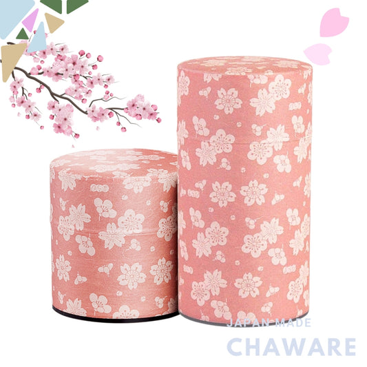 Yamako Pink Tea Canister Sサイズ Sakura Plum Pattern