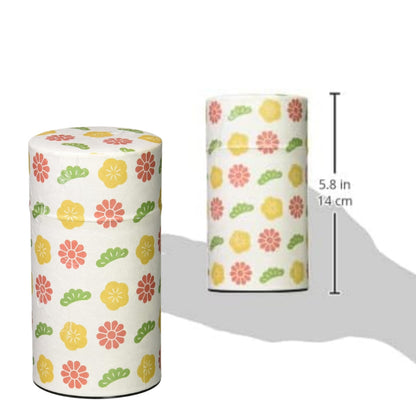 Yamako Tea Canister - Pockan Paper Flowers S & L / Haikara-san Striped S