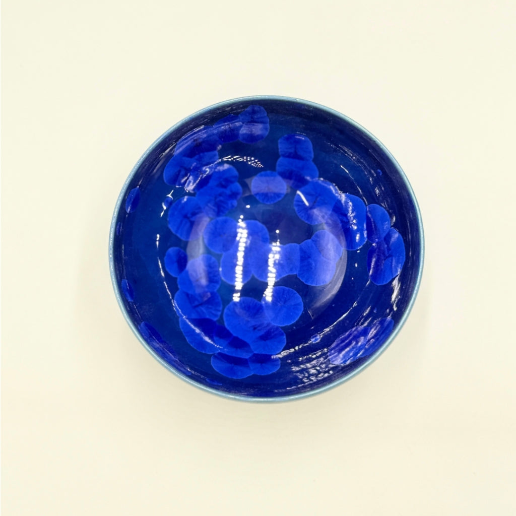 Kyoto ware, kiyomizu ware, Toan kiln, Matcha bowl, Flower crystals (Lapis lazuli) kta536.
