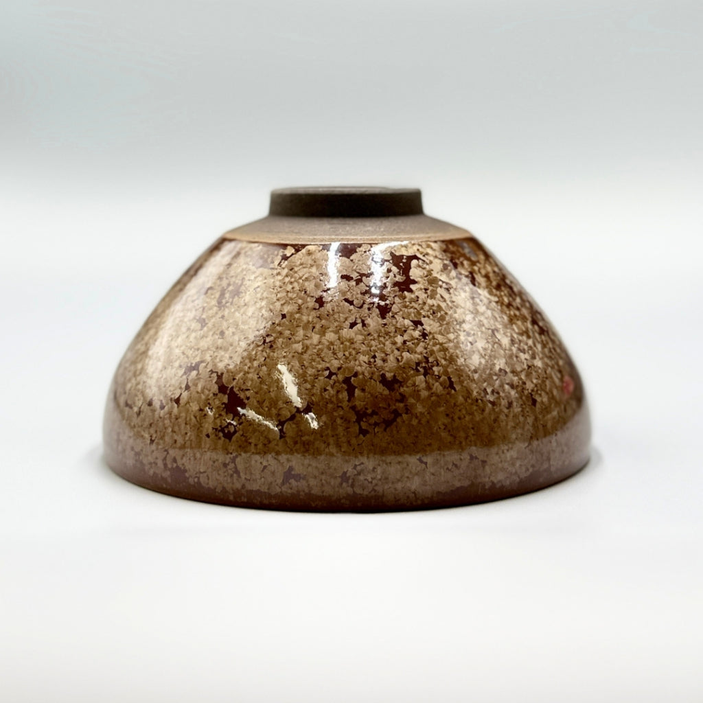 Flower Crystal (Grayish Brown) Matcha Bowl, Kiyomizu Ware, Kyoto Japan, chawan