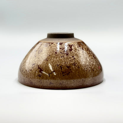 Flower Crystal (Grayish Brown) Matcha Bowl, Kiyomizu Ware, Kyoto Japan, chawan