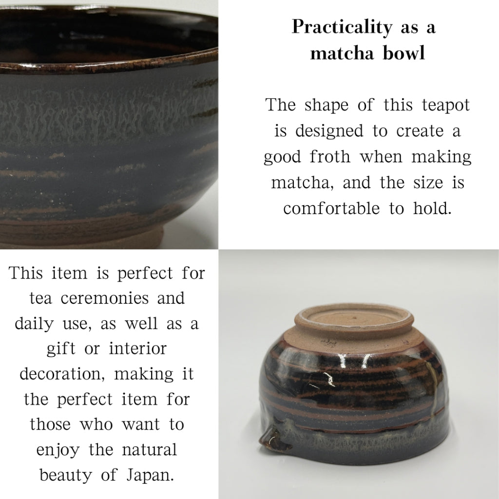 [Katakuchi Matcha Bowl] Tenmoku Nagashi Katakuchi mino ware,japanese tea bowl,chawan,chaware