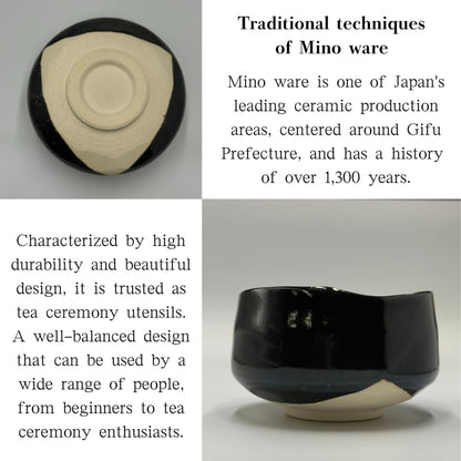 Yuzu Tenmoku Matcha Bowl, Mino Ware (Made in Japan)matcha chawan,japanese tea bowl