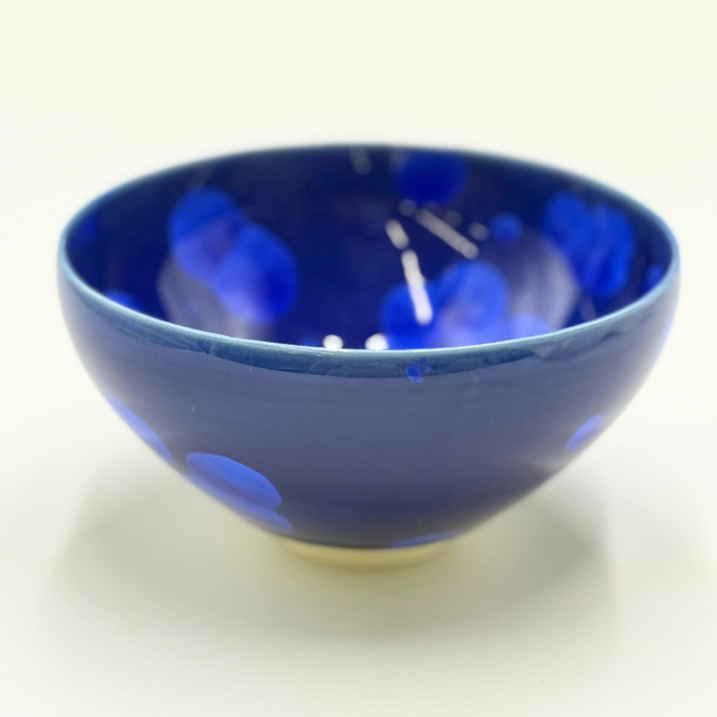 Kyoto ware, kiyomizu ware, Toan kiln, Matcha bowl, Flower crystals (Lapis lazuli) kta536.