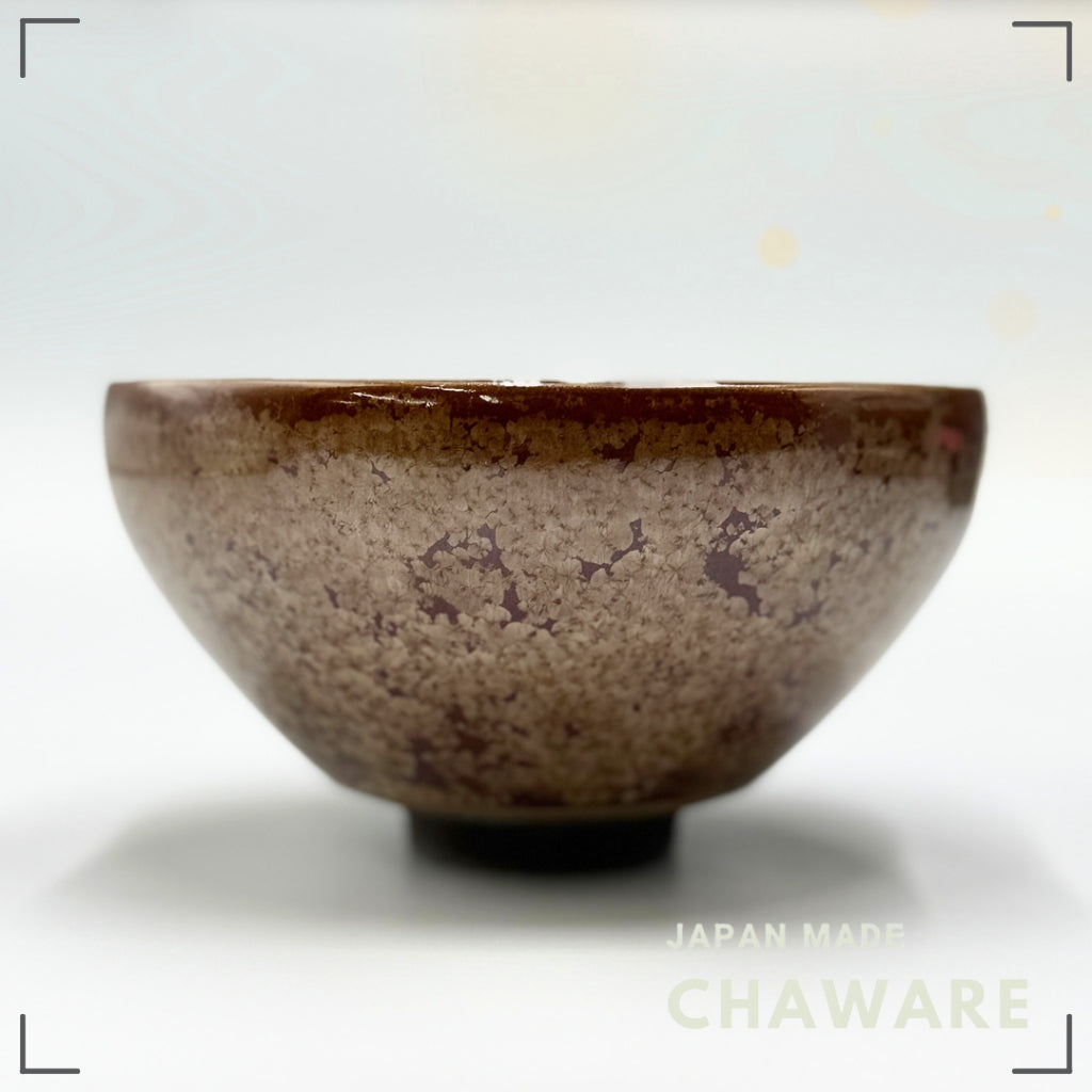 Flower Crystal (Grayish Brown) Matcha Bowl, Kiyomizu Ware,kyoto japan,chawan