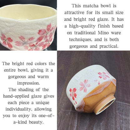 Matcha Bowl (Cherry Blossom) Small (Height 6.5 x Diameter 10 cm) Made in Japan, traditional crafts