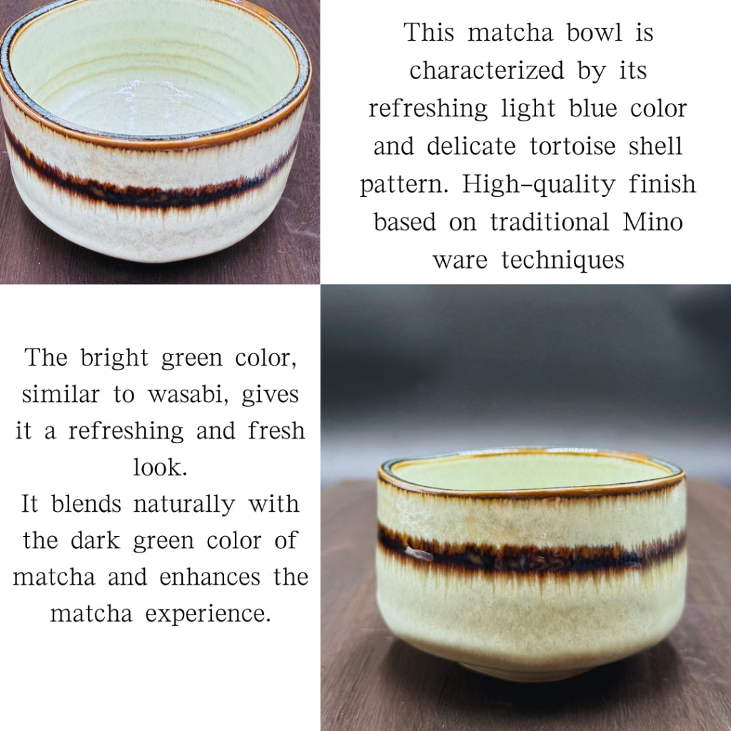 Wasabi Matcha Bowl, Mino Ware, Made in Japan, Japanese tea cup, traditional crafts, matcha chawan