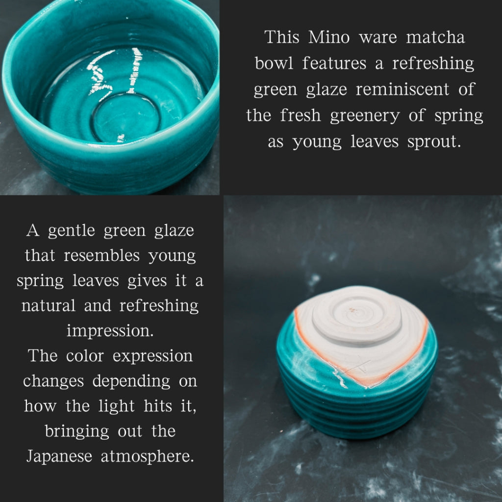 chaware Fresh green matcha bowl Mino ware (made in Japan)japanese tea cup,matcha chawan