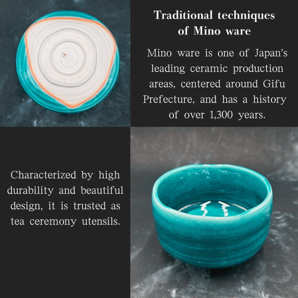 chaware Fresh green matcha bowl Mino ware (made in Japan)japanese tea cup,matcha chawan