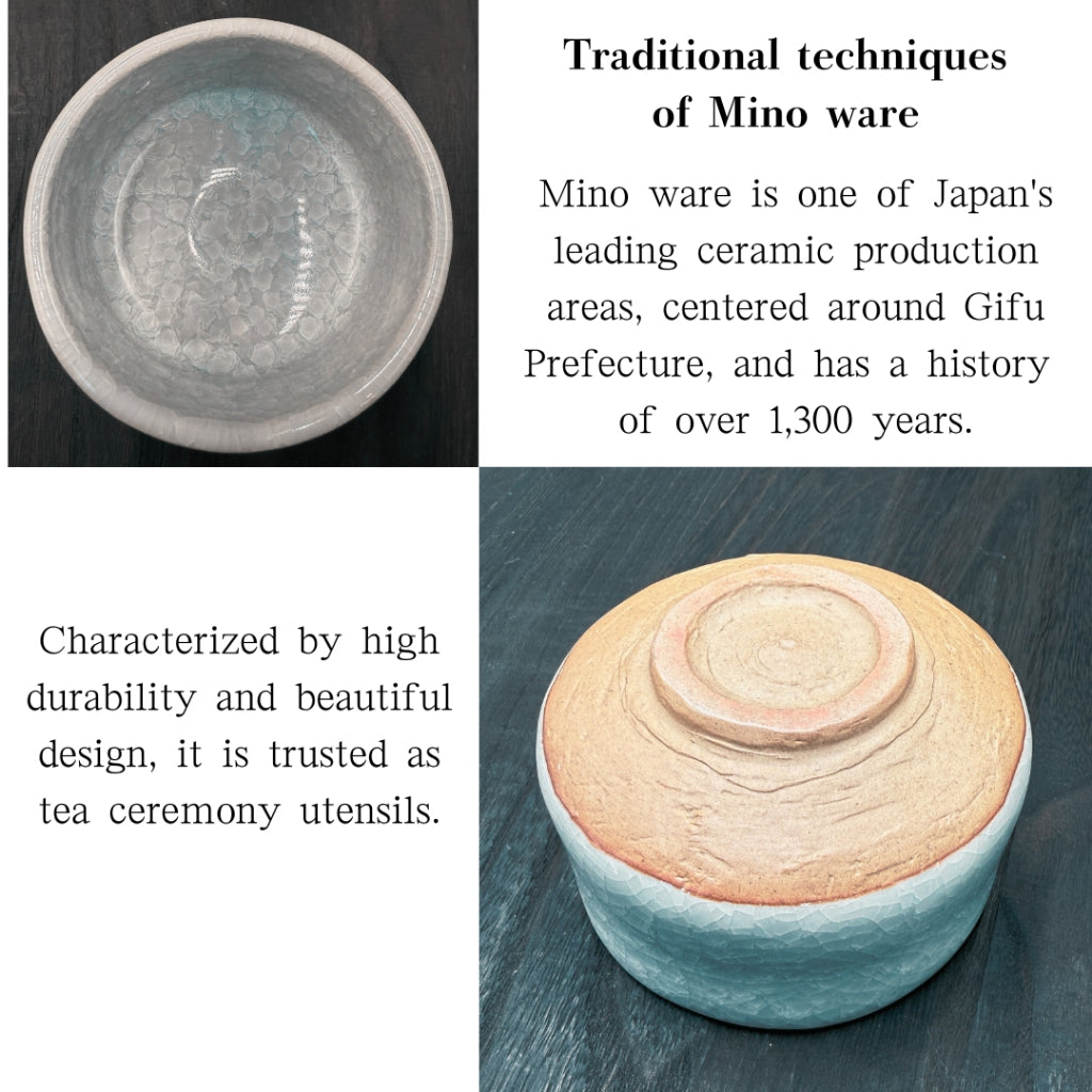 chaware White crackle matcha bowl Mino ware,matcha tea bowl,Made in Japan mino004,matcha chawan