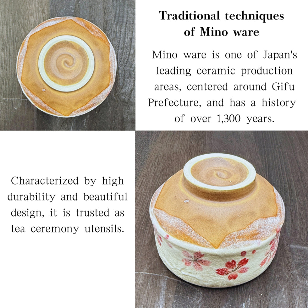 Matcha Bowl (Cherry Blossom) Small (Height 6.5 x Diameter 10 cm) Made in Japan, traditional crafts