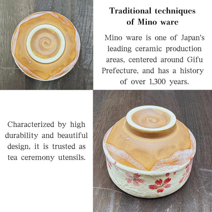 Matcha Bowl (Cherry Blossom) Small (Height 6.5 x Diameter 10 cm) Made in Japan, traditional crafts