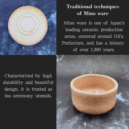 chaware Peach-shaped matcha bowl, Mino ware (made in Japan)japanese tea cup,matcha chawan