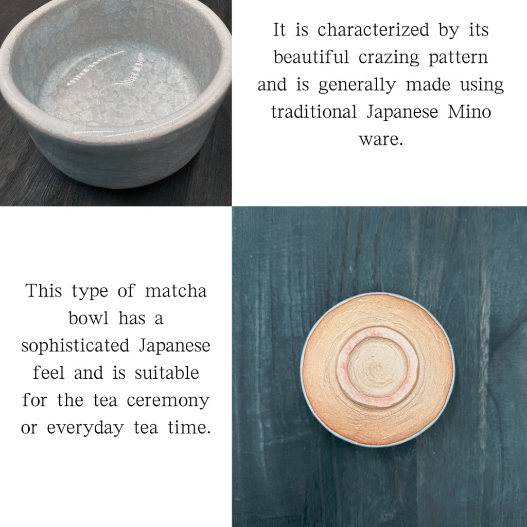 chaware White crackle matcha bowl Mino ware,matcha tea bowl,Made in Japan mino004,matcha chawan