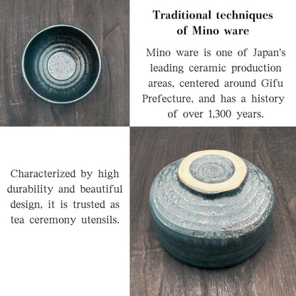 Gold crystal flower-shaped matcha bowl, Mino ware (made in Japan), traditional crafts, matcha chawan