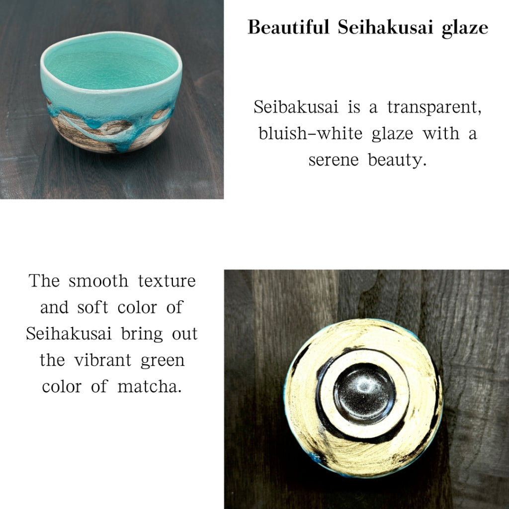 chaware Blue matcha bowl Mino ware made in Japan,matcha chawan