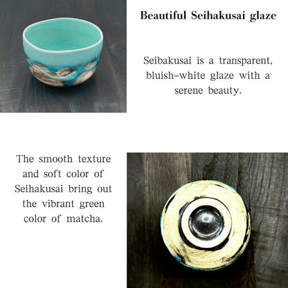 chaware Blue matcha bowl Mino ware made in Japan,matcha chawan