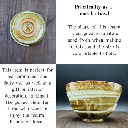 Brush swirl bowl-shaped matcha bowl Mino ware (made in Japan)