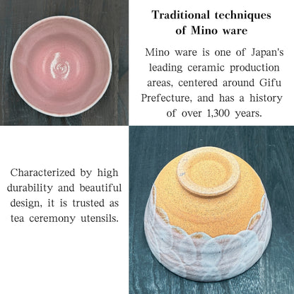 Cherry blossom powder matcha bowl, Mino ware (made in Japan) traditional crafts, matcha chawan