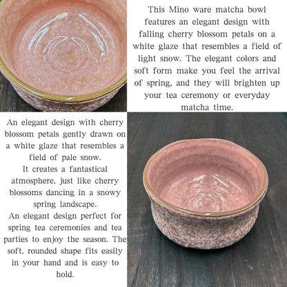 chaware Cherry Blossom Snowfield Matcha Bowl Mino Ware (Made in Japan)matcha chawan
