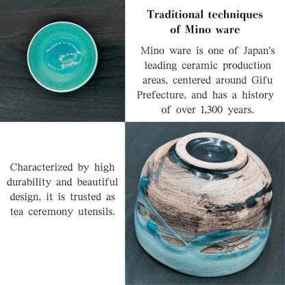 chaware Blue matcha bowl Mino ware made in Japan,matcha chawan