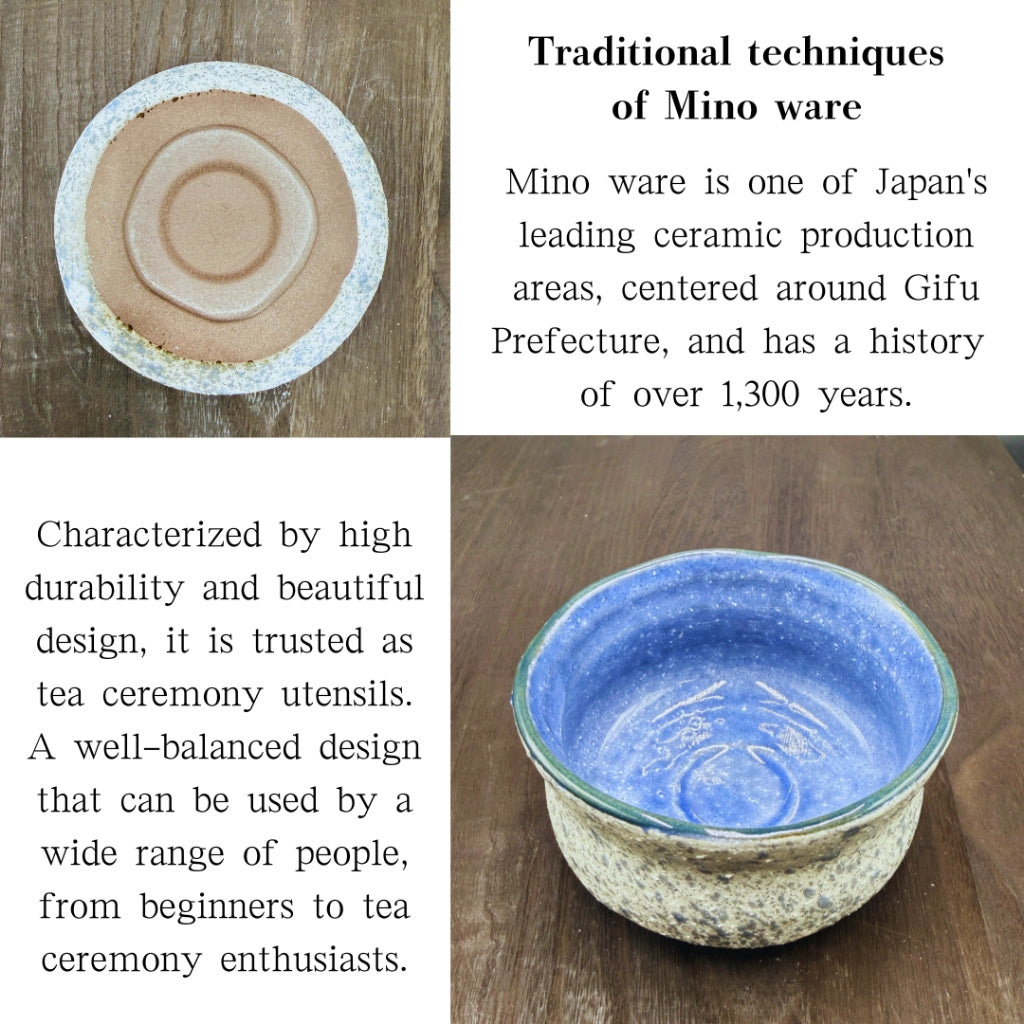 Indigo Snowfield Matcha Bowl Mino Ware (Made in Japan)traditional crafts,matcha chawan