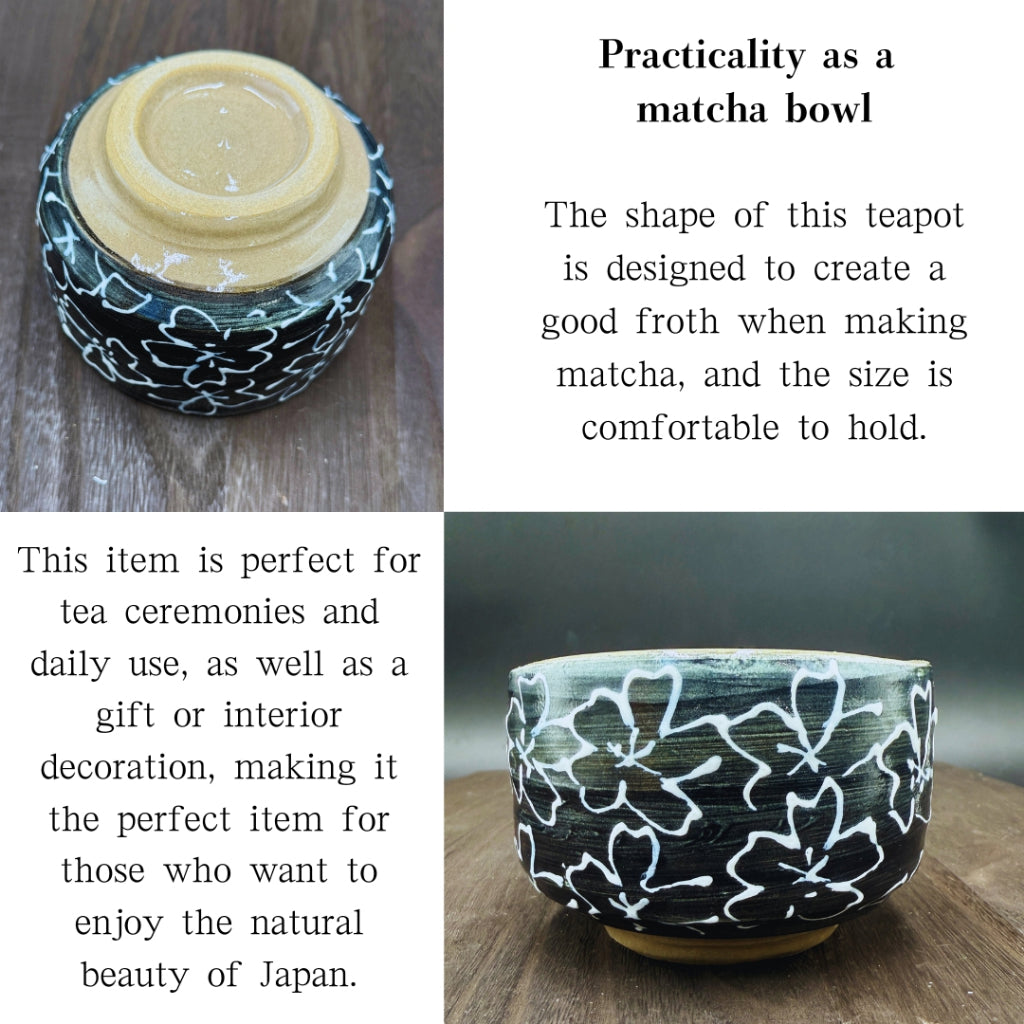 chaware Matcha Bowl Maizakura (black) matcha chawan Mino ware made in Japan