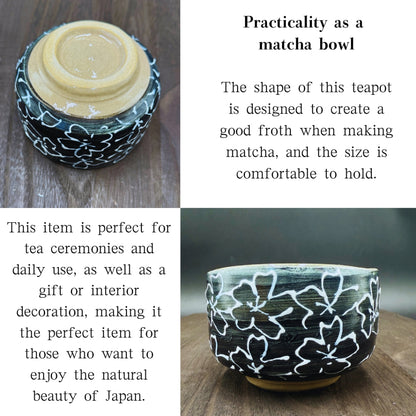 chaware Matcha Bowl Maizakura (black) matcha chawan Mino ware made in Japan