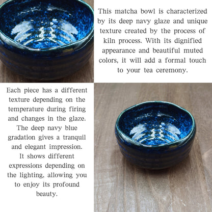chaware matcha bowl Kiln dark blue Rinka Mino ware macha chawan made in Japan