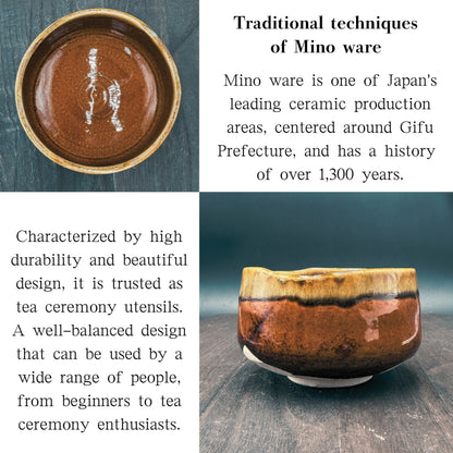 Chaware Ame Nagashi Matcha Bowl, Mino Ware (Made in Japan) matcha chawan