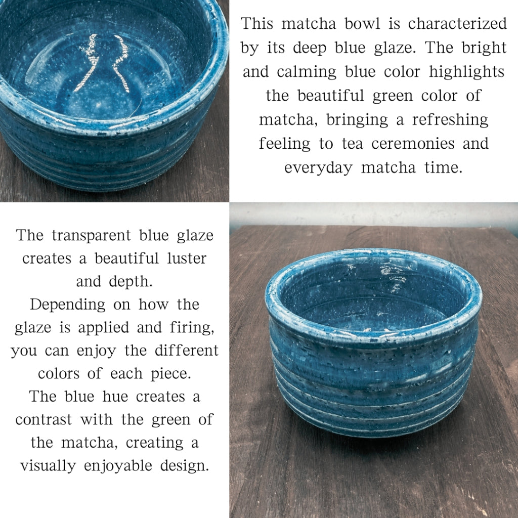chaware Blue glaze matcha bowl, Mino ware,matcha chawan  made in Japan