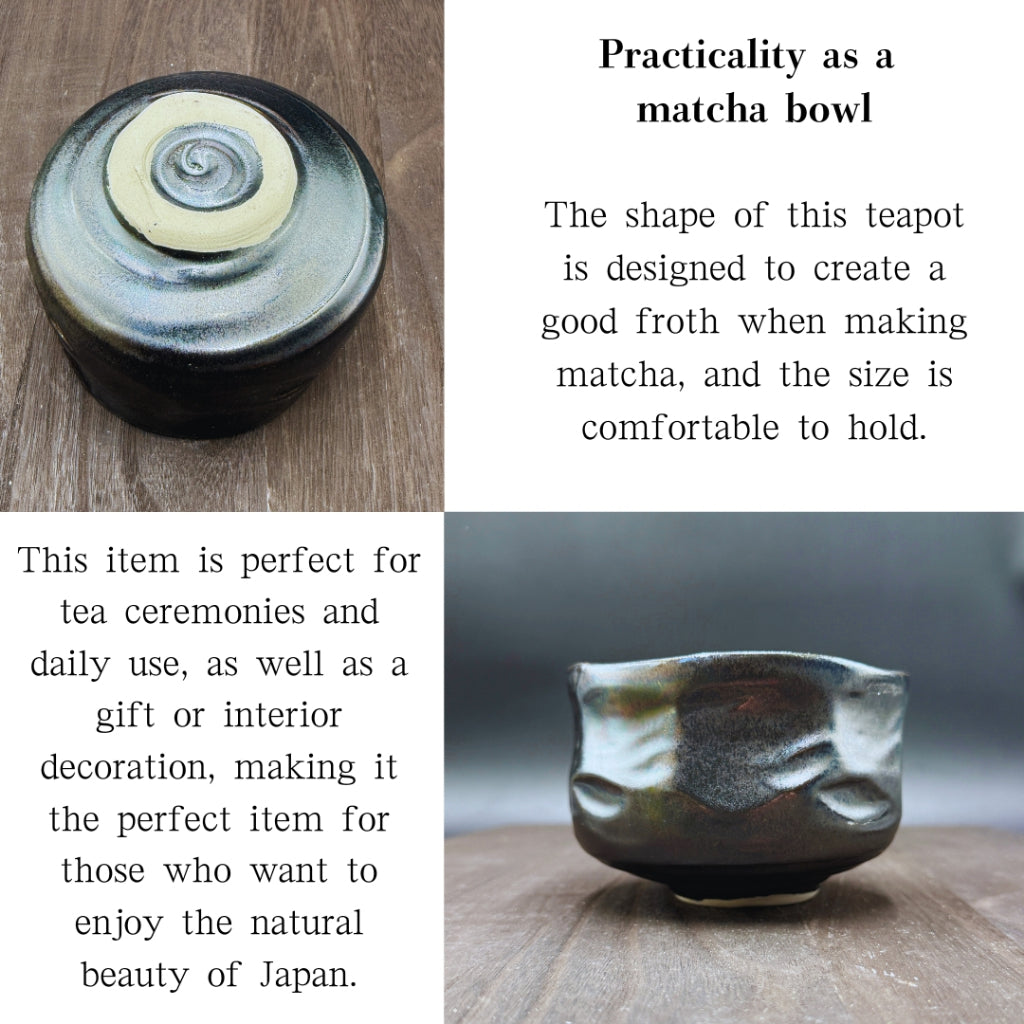 chaware Matcha Bowl Black pearl shaving type matcha chawan, Mino ware, made in Japan