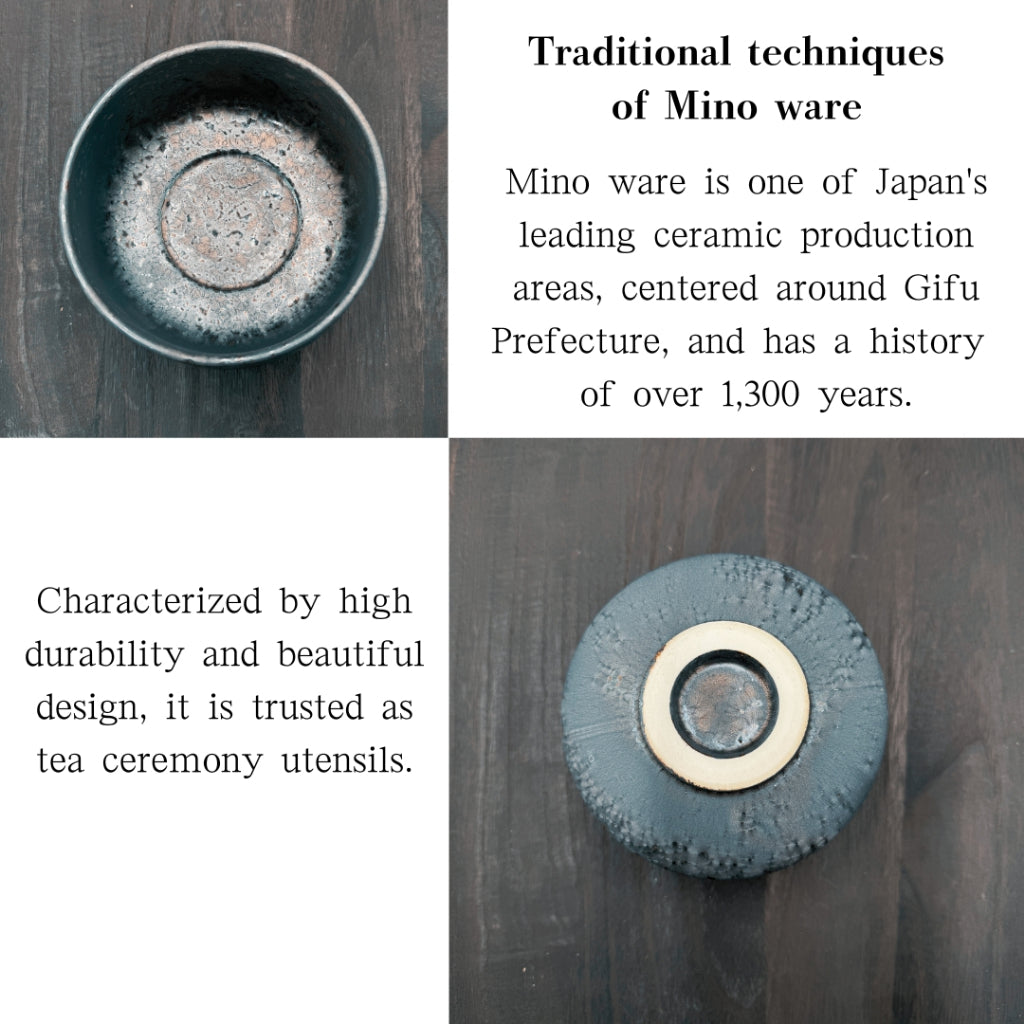 Matcha Bowl Kaneni Kin-Kessho – Japanese Minoyaki Chawan Tea Cup, Gold Crystal Glaze, Made in Japan