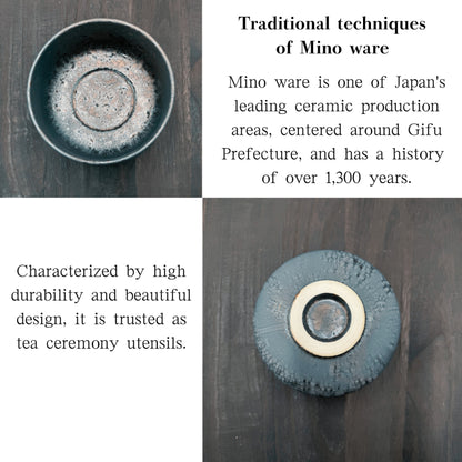 Matcha Bowl Kaneni Kin-Kessho – Japanese Minoyaki Chawan Tea Cup, Gold Crystal Glaze, Made in Japan