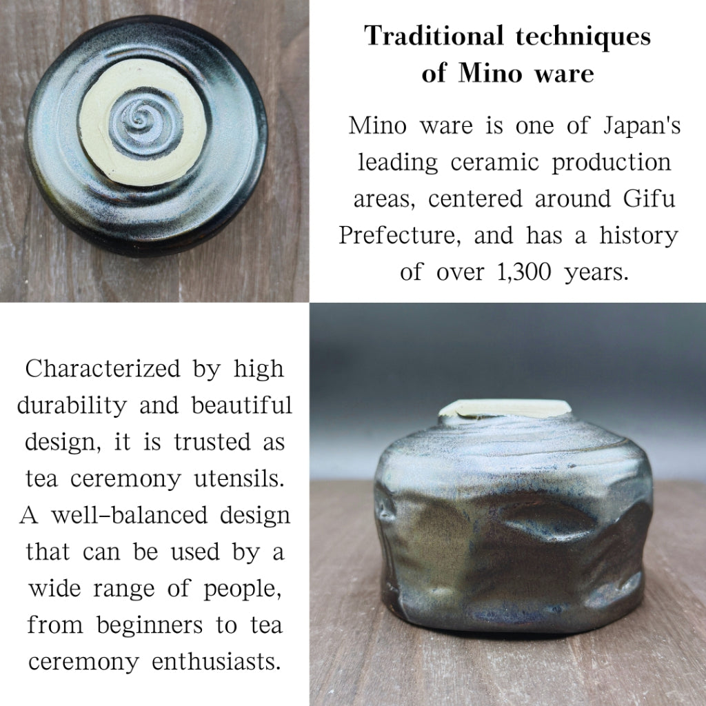 chaware Matcha Bowl Black pearl shaving type matcha chawan, Mino ware, made in Japan