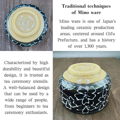 chaware Matcha Bowl Maizakura (black) matcha chawan Mino ware made in Japan