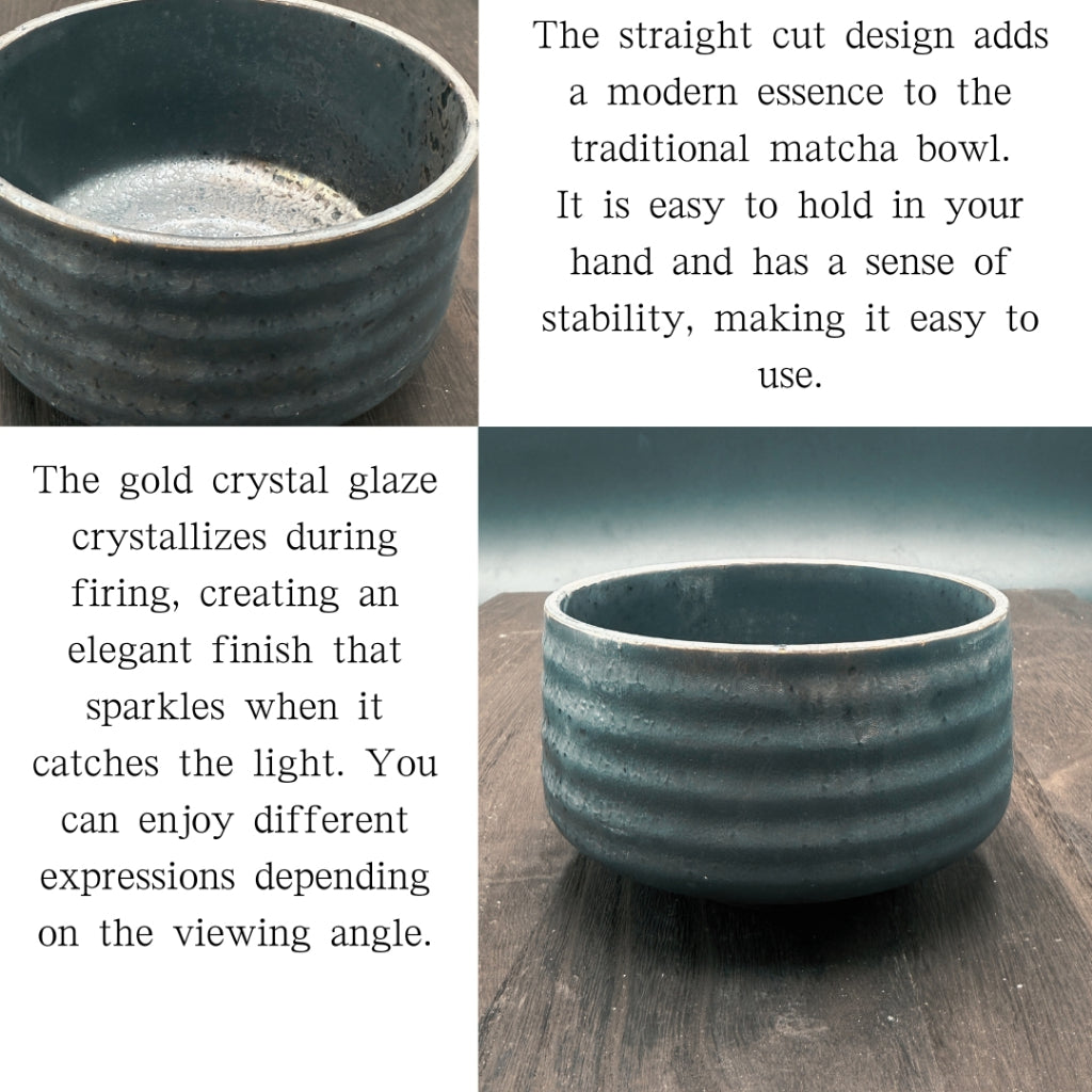 Gold Crystal Cut Matcha Bowl, Mino Ware (made in Japan), Traditional Craft, Matcha Chawan, Japanese Tea Cup