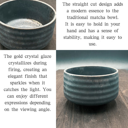 Gold Crystal Cut Matcha Bowl, Mino Ware (made in Japan), Traditional Craft, Matcha Chawan, Japanese Tea Cup