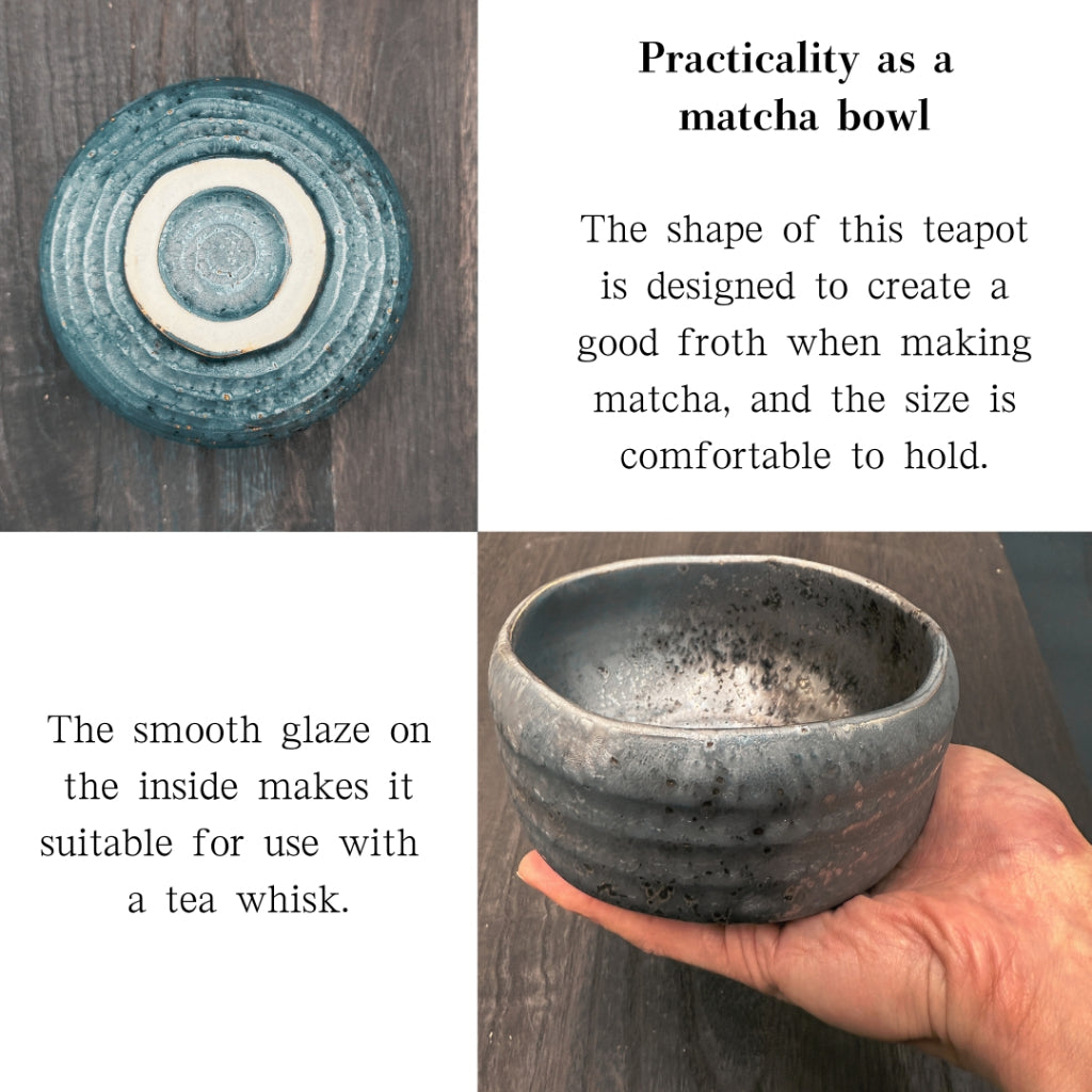 Gold crystal flower-shaped matcha bowl, Mino ware (made in Japan), traditional crafts, matcha chawan