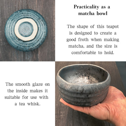 Gold crystal flower-shaped matcha bowl, Mino ware (made in Japan), traditional crafts, matcha chawan