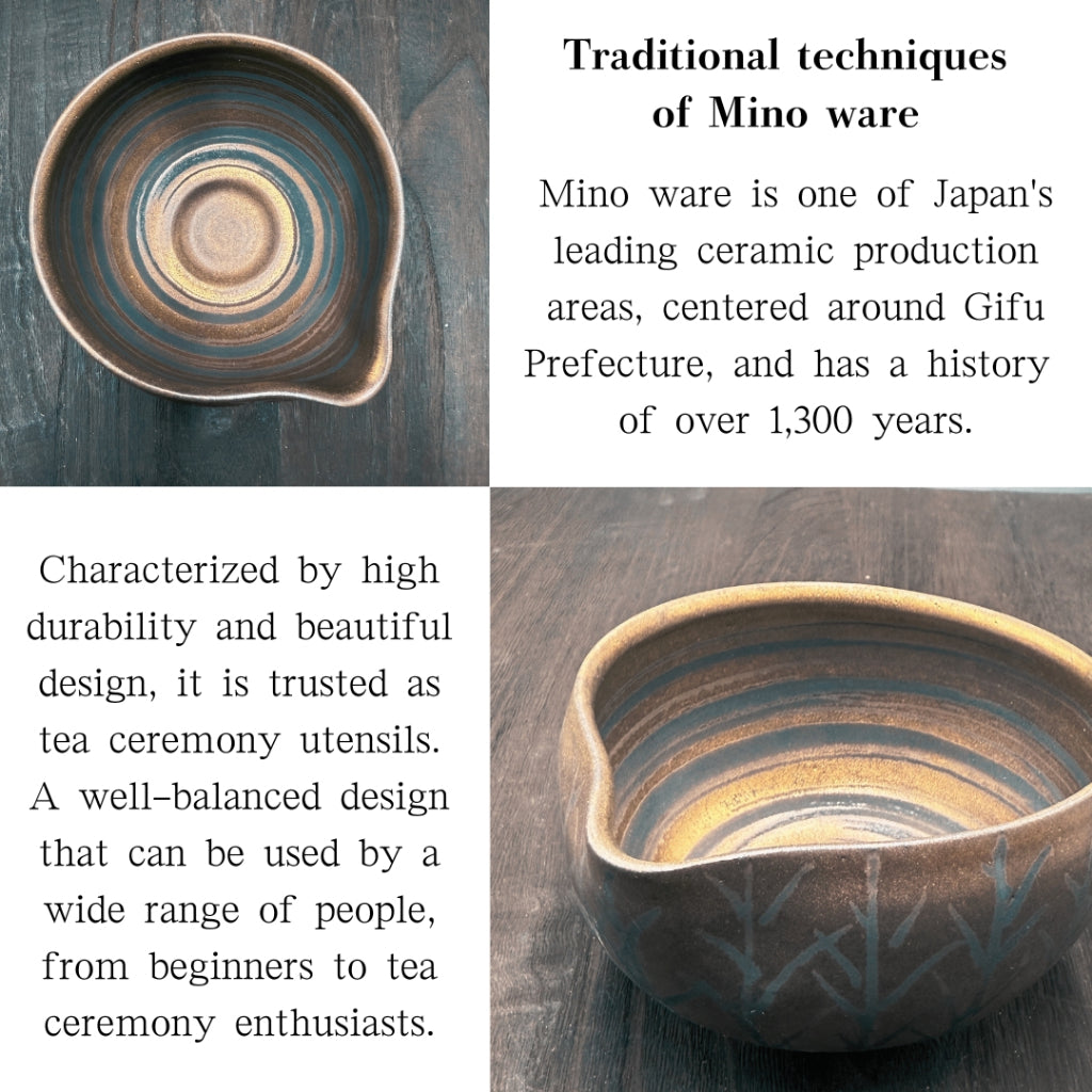 [Katakuchi Matcha Bowl]with Spout  Masamura Bronze Wood Katakuchi Matcha Tea Cup