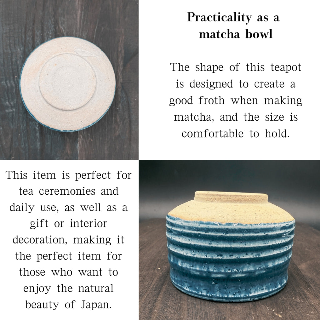 chaware Blue glaze matcha bowl, Mino ware,matcha chawan  made in Japan